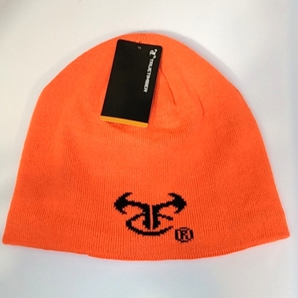 TRUETIMBER CAMO ORANGE BLAZE KNIT FLEECE LINED BEANIE SKULL CAP SIZE OS NWT